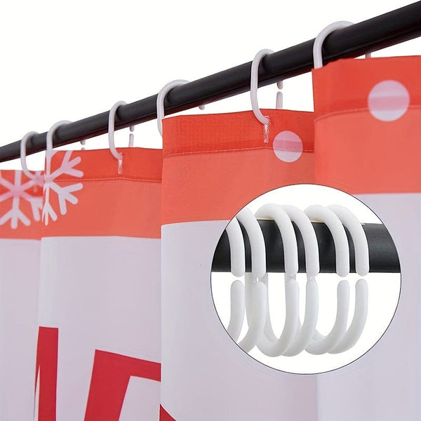 Planet Gates 12 Packs Of White 12pcs Decorative C-Shaped Plastic Shower Curtain Hooks - Durable and Stylish Bathroom Accessories