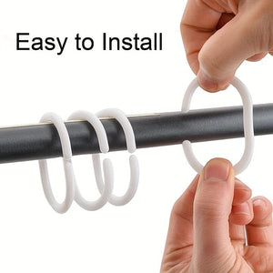 Planet Gates 12 Packs Of White 12pcs Decorative C-Shaped Plastic Shower Curtain Hooks - Durable and Stylish Bathroom Accessories