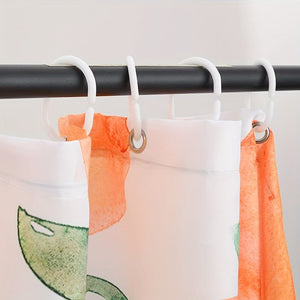 Planet Gates 12 Packs Of White 12pcs Decorative C-Shaped Plastic Shower Curtain Hooks - Durable and Stylish Bathroom Accessories