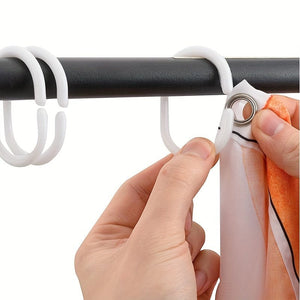 Planet Gates 12 Packs Of White 12pcs Decorative C-Shaped Plastic Shower Curtain Hooks - Durable and Stylish Bathroom Accessories