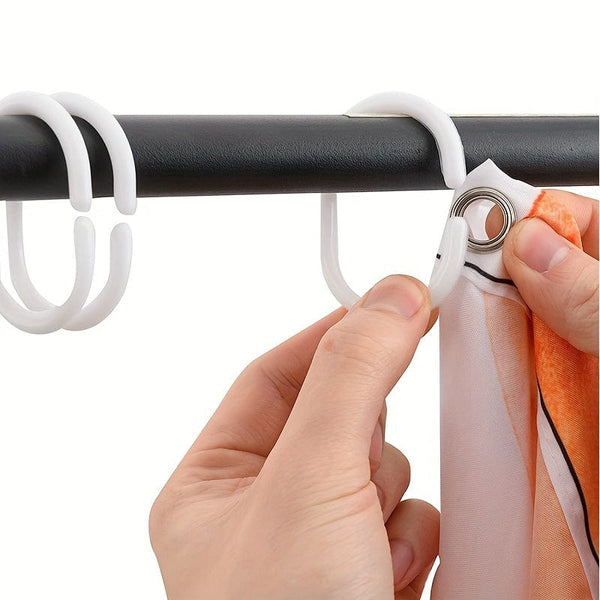 Planet Gates 12 Packs Of White 12pcs Decorative C-Shaped Plastic Shower Curtain Hooks - Durable and Stylish Bathroom Accessories