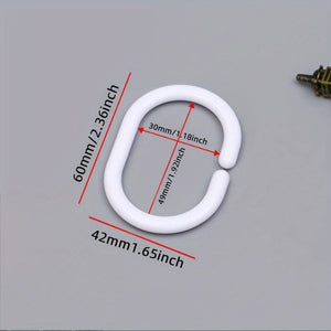 Planet Gates 12 Packs Of White 12pcs Decorative C-Shaped Plastic Shower Curtain Hooks - Durable and Stylish Bathroom Accessories