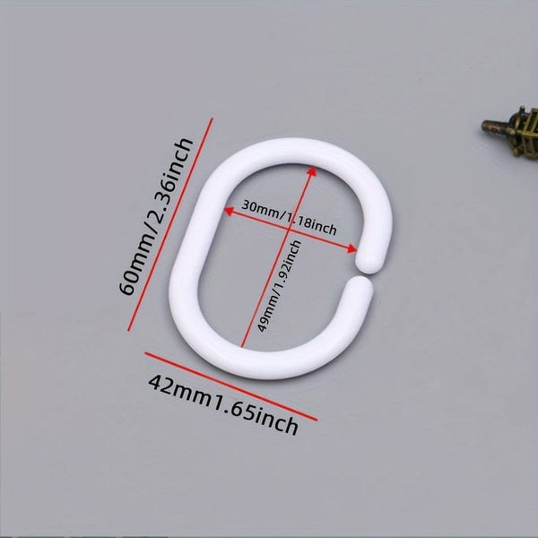 Planet Gates 12 Packs Of White 12pcs Decorative C-Shaped Plastic Shower Curtain Hooks - Durable and Stylish Bathroom Accessories