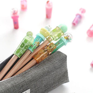 Planet Gates 12 pcs Cute Beverage Bottle Shape Pencil Cap Pen Cover Pencil Extender School Stationery Supplies Plastic Pencil Protector