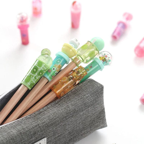 Planet Gates 12 pcs Cute Beverage Bottle Shape Pencil Cap Pen Cover Pencil Extender School Stationery Supplies Plastic Pencil Protector