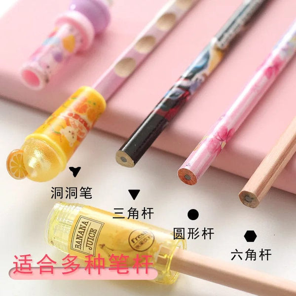 Planet Gates 12 pcs Cute Beverage Bottle Shape Pencil Cap Pen Cover Pencil Extender School Stationery Supplies Plastic Pencil Protector