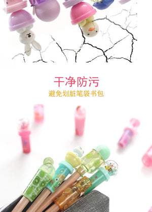 Planet Gates 12 pcs Cute Beverage Bottle Shape Pencil Cap Pen Cover Pencil Extender School Stationery Supplies Plastic Pencil Protector