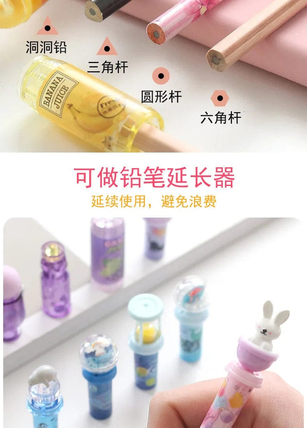 Planet Gates 12 pcs Cute Beverage Bottle Shape Pencil Cap Pen Cover Pencil Extender School Stationery Supplies Plastic Pencil Protector