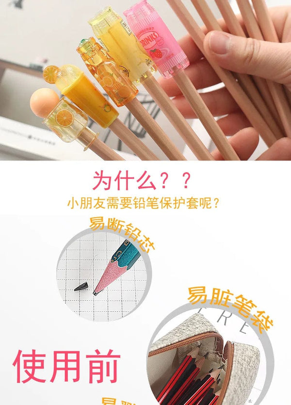 Planet Gates 12 pcs Cute Beverage Bottle Shape Pencil Cap Pen Cover Pencil Extender School Stationery Supplies Plastic Pencil Protector