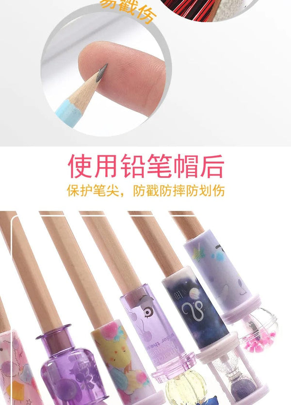 Planet Gates 12 pcs Cute Beverage Bottle Shape Pencil Cap Pen Cover Pencil Extender School Stationery Supplies Plastic Pencil Protector