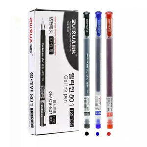 Planet Gates 12 Pcs/Set 0.38mm Large-capacity Diamond Tip Gel Pen Black/Blue/Red Ink  Exam Signing Writing School Office Supplies