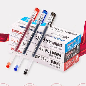 Planet Gates 12 Pcs/Set 0.38mm Large-capacity Diamond Tip Gel Pen Black/Blue/Red Ink  Exam Signing Writing School Office Supplies