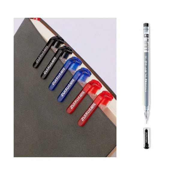Planet Gates 12 Pcs/Set 0.38mm Large-capacity Diamond Tip Gel Pen Black/Blue/Red Ink  Exam Signing Writing School Office Supplies