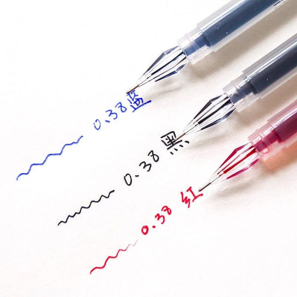 Planet Gates 12 Pcs/Set 0.38mm Large-capacity Diamond Tip Gel Pen Black/Blue/Red Ink  Exam Signing Writing School Office Supplies