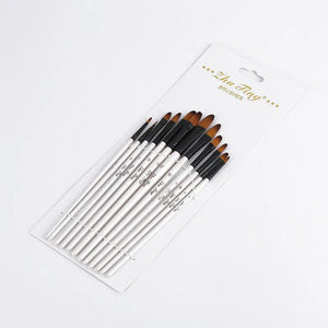 Planet Gates 12 Pcs/set Nylon Hair Wooden Handle Watercolor Paint Brush Pen Set Learning DIY Oil Acrylic Painting Art Paint Brushes Supplies