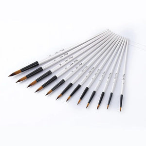 Planet Gates 12 Pcs/set Nylon Hair Wooden Handle Watercolor Paint Brush Pen Set Learning DIY Oil Acrylic Painting Art Paint Brushes Supplies