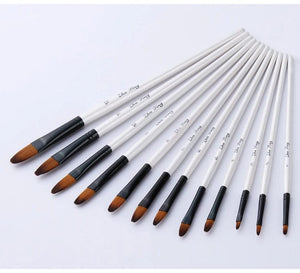Planet Gates 12 Pcs/set Nylon Hair Wooden Handle Watercolor Paint Brush Pen Set Learning DIY Oil Acrylic Painting Art Paint Brushes Supplies