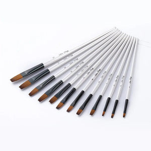 Planet Gates 12 Pcs/set Nylon Hair Wooden Handle Watercolor Paint Brush Pen Set Learning DIY Oil Acrylic Painting Art Paint Brushes Supplies