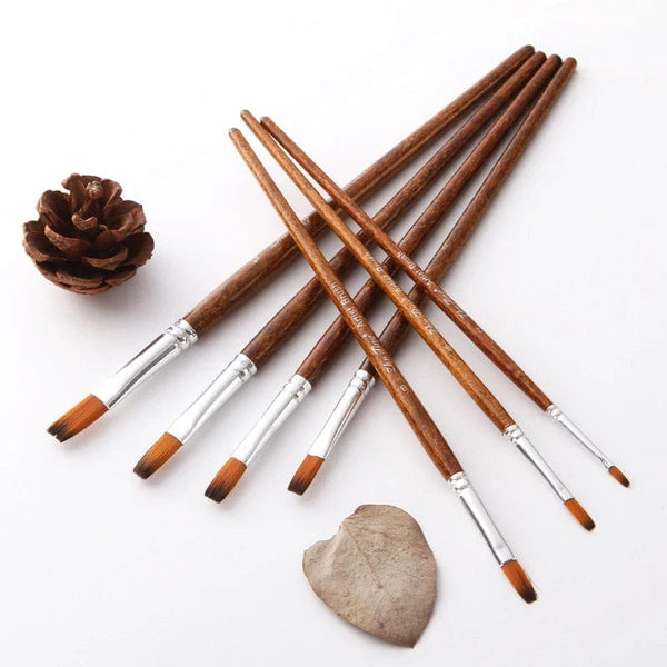 Planet Gates 12 Pcs/set Nylon Hair Wooden Handle Watercolor Paint Brush Pen Set Learning DIY Oil Acrylic Painting Art Paint Brushes Supplies