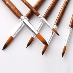 Planet Gates 12 Pcs/set Nylon Hair Wooden Handle Watercolor Paint Brush Pen Set Learning DIY Oil Acrylic Painting Art Paint Brushes Supplies