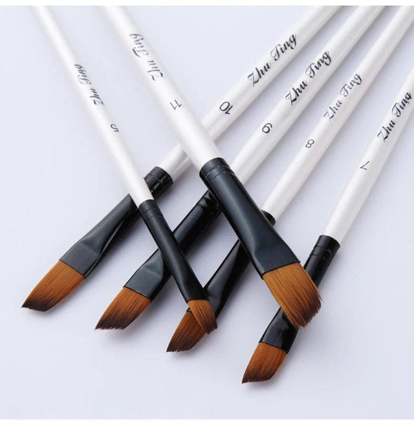 Planet Gates 12 Pcs/set Nylon Hair Wooden Handle Watercolor Paint Brush Pen Set Learning DIY Oil Acrylic Painting Art Paint Brushes Supplies