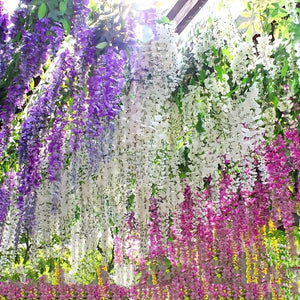 Planet Gates 12 Pieces Of Artificial Hanging Plants, High Quality Antioxidant Artificial Flowers, Artificial Wisteria Plants, Artificial Plants For Home Decoration Wall Decoration Wedding Party Decoration