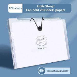 Planet Gates 12 Pockets-Sheep A4 5/8/12 Pockets File Folder Test Paper Storage Folder Waterproof File Organizer Classified Large Capacity Portfolio Organizer