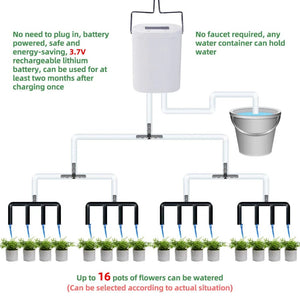 Planet Gates 12 pump kit Automatic Plant Flower Watering Pump Home Sprinkler Drip Irrigation Device 2/4/8/16 Heads Pump Timer System Kit Garden Tool
