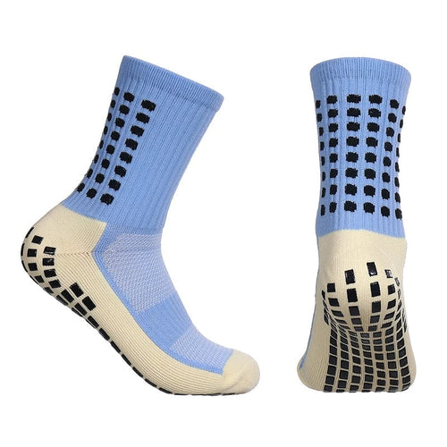 Planet Gates 12 sky blue 12Pair New Football Socks Mens Womens Sports Socks Non-slip Silicone Bottom Soccer Socks Rugby Tennis Volleyball Badminton Socks
