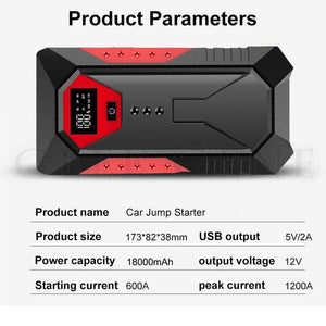 Planet Gates 1200A 18000mAh 1 / CHINA Portable Car Jump Starter 18000mAh Power Bank Car Booster Charger 12V Starting Device Petrol Diesel Car Emergency Booster