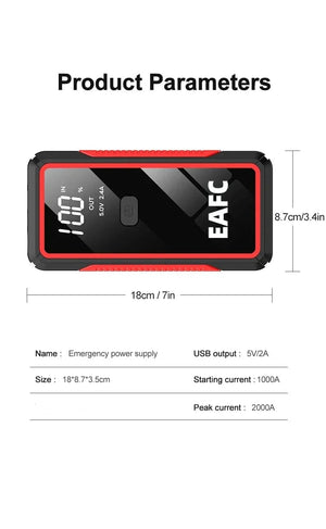 Planet Gates 1200A 2 / Russian Federation 2000A Car Jump Starter 1200A 12V Output Portable Emergency Start-up Charger for Cars Booster Battery Starting Device