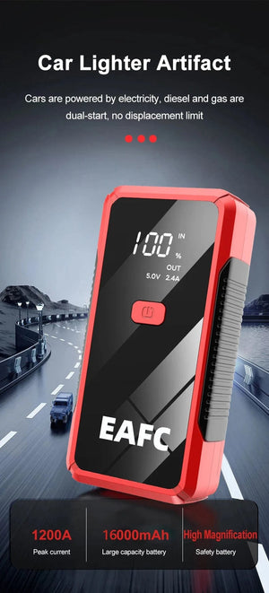 Planet Gates 1200A red with box / Poland EAFC 12V  Car Jump Starter Power Bank Portable Car Battery Booster ChargerStarting Device Auto Emergency Start-up Lighting