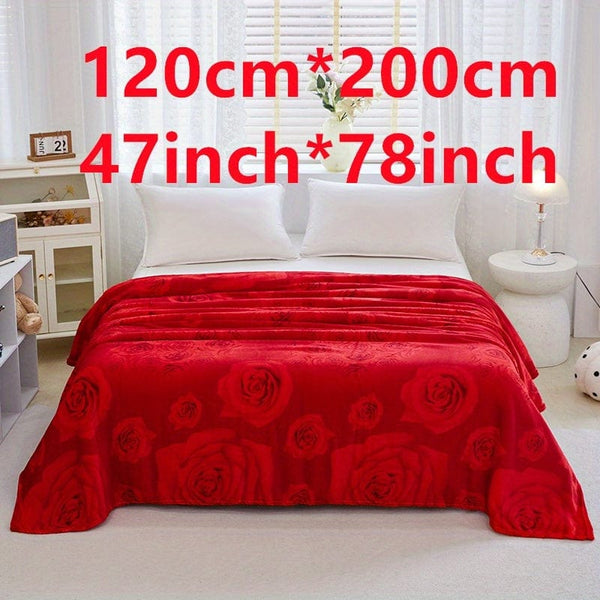 Planet Gates 120cm*200cm/47inch*78inch 1pc Rose Pattern Bed Blanket, Soft Comfortable Blanket For Sofa Office Bed Camping Travelling, Valentine's Day Gift Blanket