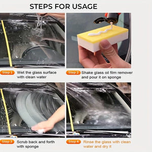 Planet Gates 120ml+Sponges Car Oil Film Remover Front Glass Cleaner Oil Film Removal Glass Film Cleaner