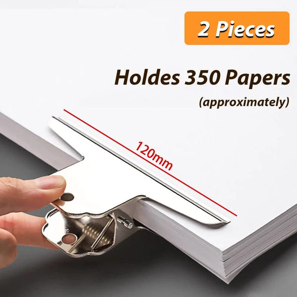 Planet Gates 120mm 2pcs Stainless Steel Multi-functional Metal Clamp Paper Clips Strong Binder School Office Household Stationery Supplies