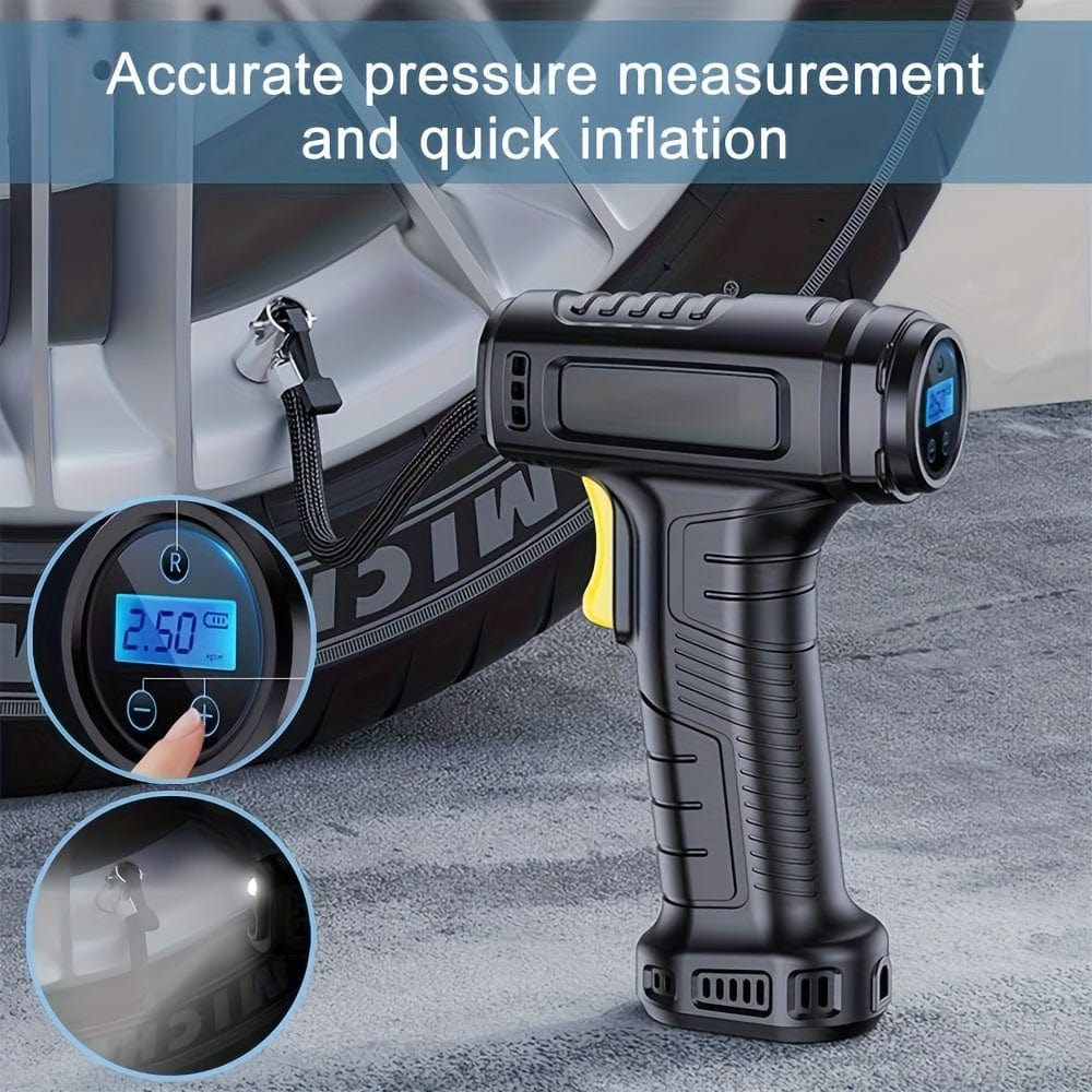Planet Gates 120W Car Air Pump 120W Portable Car Air Compressor Car Air Pump Inflate Your Tires With Ease Wireless & Wired Vehicle Handheld Pump With LED Light