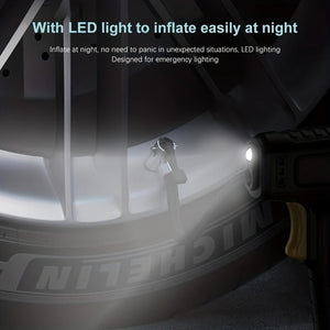 Planet Gates 120W Car Air Pump 120W Portable Car Air Compressor Car Air Pump Inflate Your Tires With Ease Wireless & Wired Vehicle Handheld Pump With LED Light