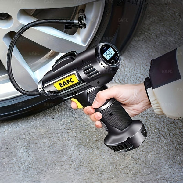 Planet Gates 120W Portable Car Air Compressor: Inflate Your Tires With Ease - Wireless & Wired Handheld Pump With LED Light
