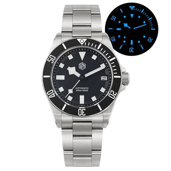 Planet Gates 121T BK Calendar San Martin SN0121T Titanium Diving Watch NH35 Automatic Movement Watches Grade2 Titanium 120 Click Waterproof 300m Wristwatch