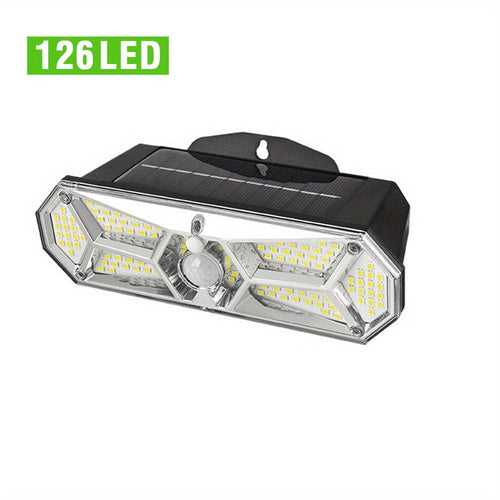 Planet Gates 126 LEDs 126LED/COB Solar Lights, Outdoor Motion Sensor Light, Waterproof, Bright Solar Wireless Wall Lamp, With 3 Modes And 8 Wide Angle, For Deck, Courtyard, Garden, Terrace, Platform, Roof, Street Lamp
