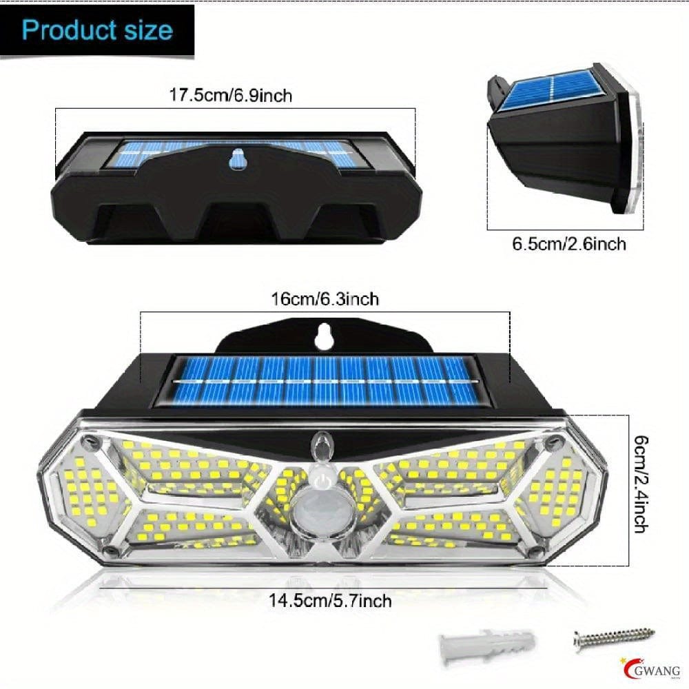 Planet Gates 126LED/COB Solar Lights, Outdoor Motion Sensor Light, Waterproof, Bright Solar Wireless Wall Lamp, With 3 Modes And 8 Wide Angle, For Deck, Courtyard, Garden, Terrace, Platform, Roof, Street Lamp