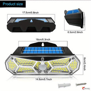Planet Gates 126LED/COB Solar Lights, Outdoor Motion Sensor Light, Waterproof, Bright Solar Wireless Wall Lamp, With 3 Modes And 8 Wide Angle, For Deck, Courtyard, Garden, Terrace, Platform, Roof, Street Lamp