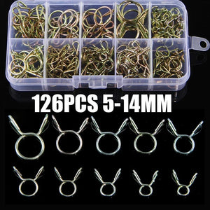 Planet Gates 126Pcs 5mm-14mm Hose Clamp Zinc Plated Spring Clips Gear Hose Fuel Line Clamp for Boats Motorcycles