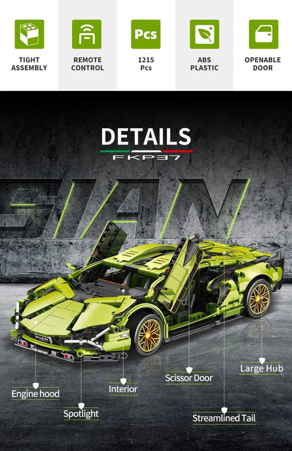 Planet Gates 1280pcs Technical Famous Racing Sport Car Model Building Blocks City Mechanical Speed Vehicle Supercar Brick Puzzle Toys Kid Adult Gift