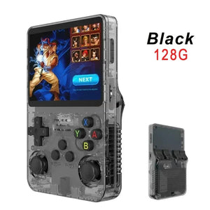 Planet Gates 128G   Black R36s new handheld game console open source Linux 3.5-inch IPS screen handheld 128GB video player Xmas Gift
