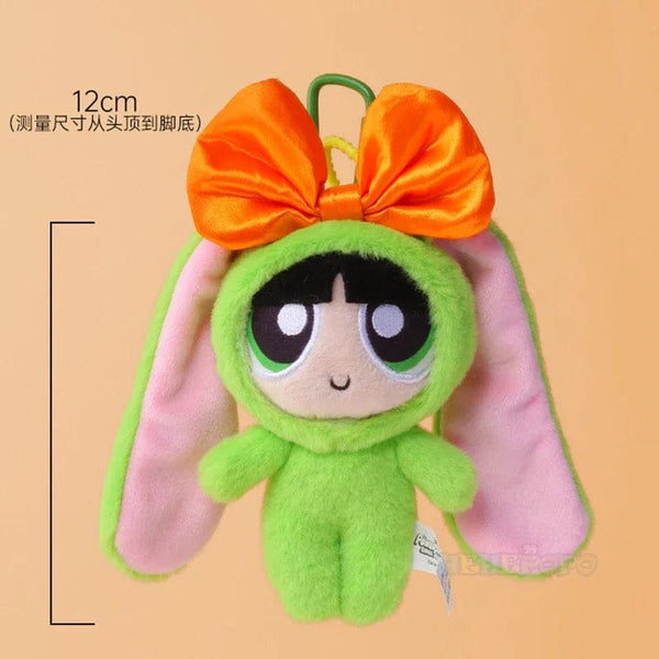 Planet Gates 12cm Buttercup 12cm Bag Plush Pendant Powerpuff Girls Cartoon Cute Dress Up Bunny Rabbit Plush Toy Pendant Bow Tie Doll Gift Doll for Girls