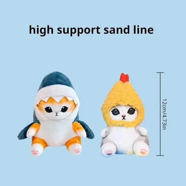 Planet Gates 12cm Cartoon Cute Shark Cat Fried Shrimp Cat Plush Doll Pendant Charm Package Pendant