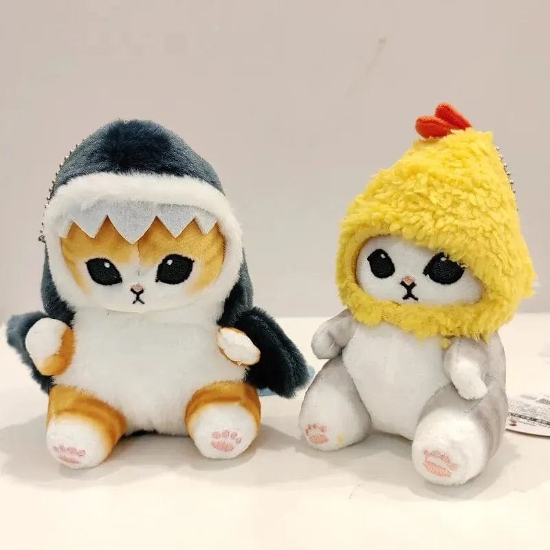 Planet Gates 12cm Cartoon Cute Shark Fried Shrimp Cat Plush Doll Pendant Charm Package Pendant