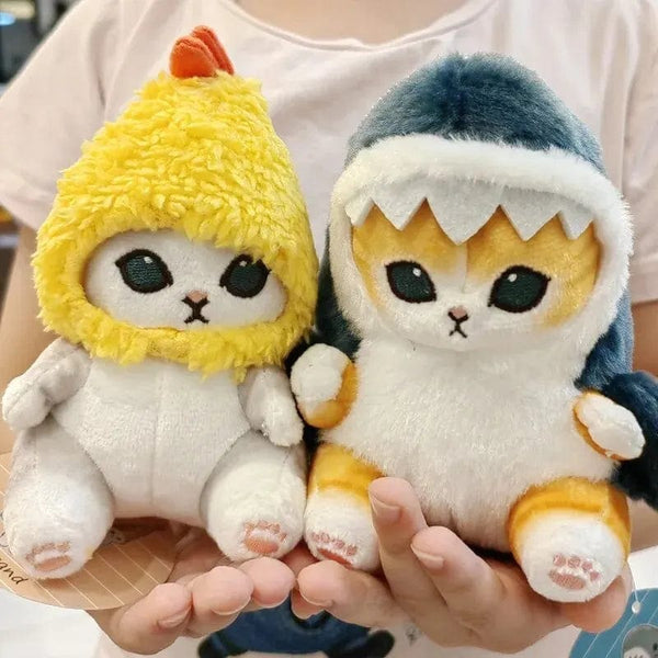 Planet Gates 12cm Cartoon Cute Shark Fried Shrimp Cat Plush Doll Pendant Charm Package Pendant