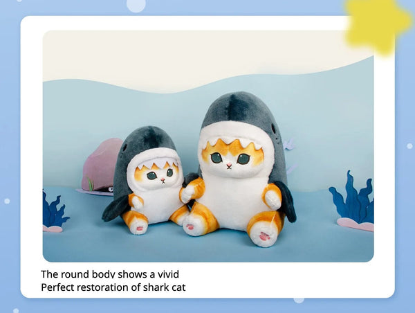 Planet Gates 12cm Cartoon Cute Shark Fried Shrimp Cat Plush Doll Pendant Charm Package Pendant